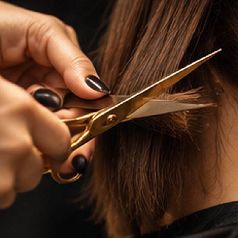 Coupe de cheveux aux ciseaux dorés